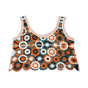 Julia by J Love Large Colorful Crochet Boho Crop Retro Y2K Knit Tank Top